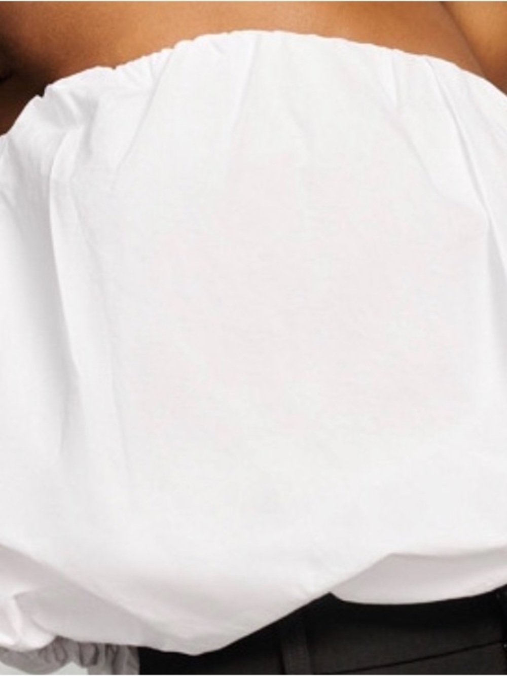 White Strapless Bubble Top